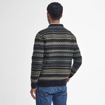 Barbour Case Fair Isle Crew Neck Sweater Black Marl - Parasol Store