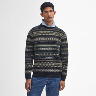 Barbour Case Fair Isle Crew Neck Sweater Black Marl - Parasol Store