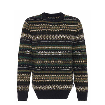 Barbour Case Fair Isle Crew Neck Sweater Black Marl - Parasol Store