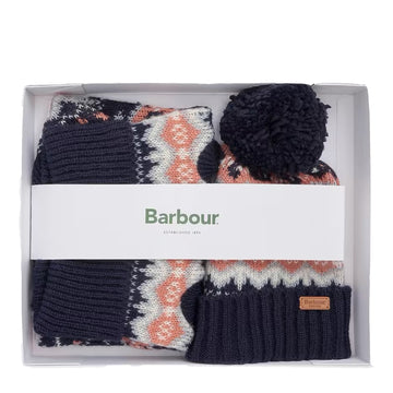 Barbour Case Fair Isle Dog Gift Set Pink/Navy - Parasol Store