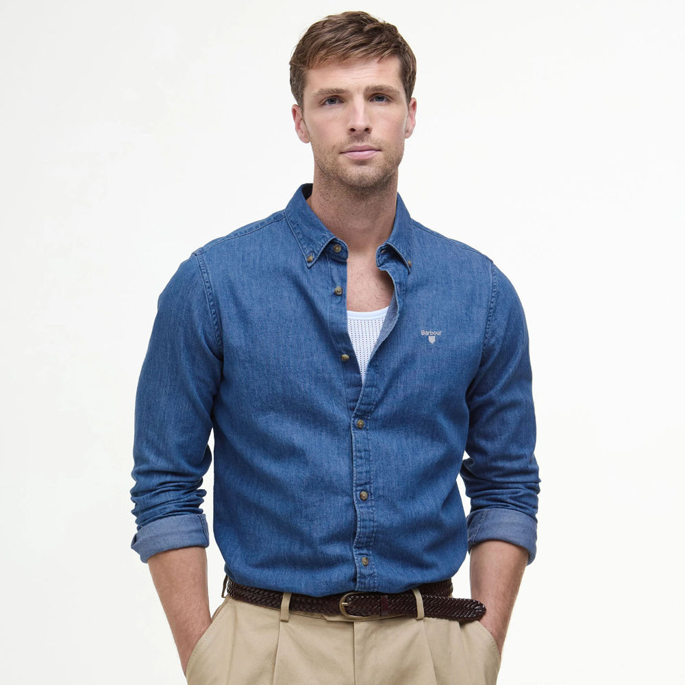Barbour Chambray Crest Tailored Fit Shirt Chambray - Parasol Store