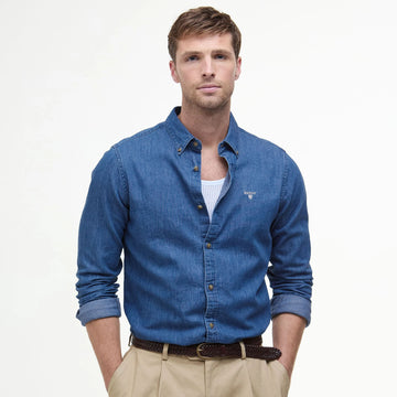 Barbour Chambray Crest Tailored Fit Shirt Chambray - Parasol Store