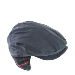 Barbour Cheviot Wax Flat Cap Navy - Parasol Store