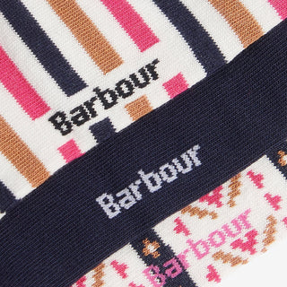 Barbour Claudia Fairisle Sock Gift Set Navy / Pink Mix Barbour
