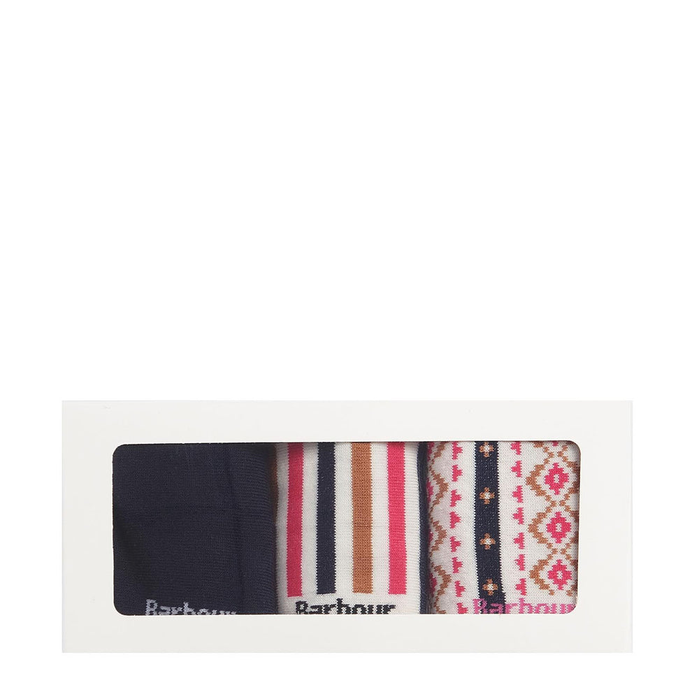 Barbour Claudia Fairisle Sock Gift Set Navy / Pink Mix Barbour