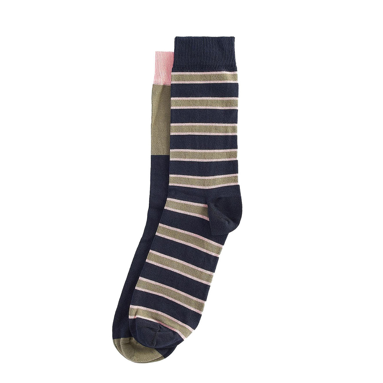 Barbour Colour Block Socks Gift Set Navy / Olive / Pink - Parasol Store