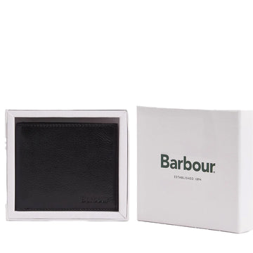 Barbour Colwell Leather Billfold Wallet Black/Classic - Parasol Store