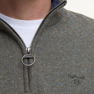 Barbour Cotton Tainsbury Half Zip Sweater Olive - Parasol Store