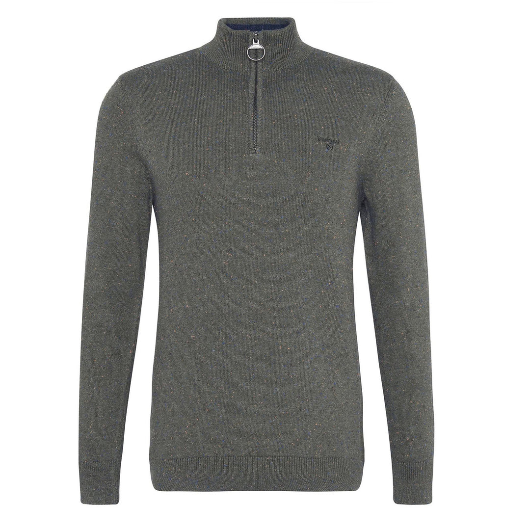 Barbour Cotton Tainsbury Half Zip Sweater Olive - Parasol Store