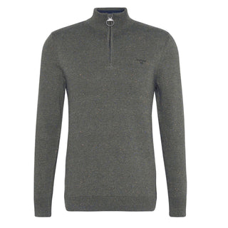 Barbour Cotton Tainsbury Half Zip Sweater Olive - Parasol Store