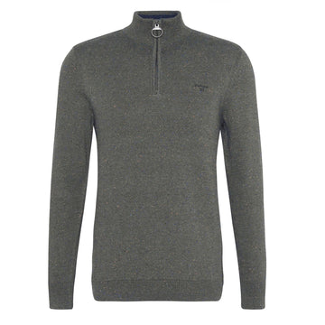 Barbour Cotton Tainsbury Half Zip Sweater Olive - Parasol Store