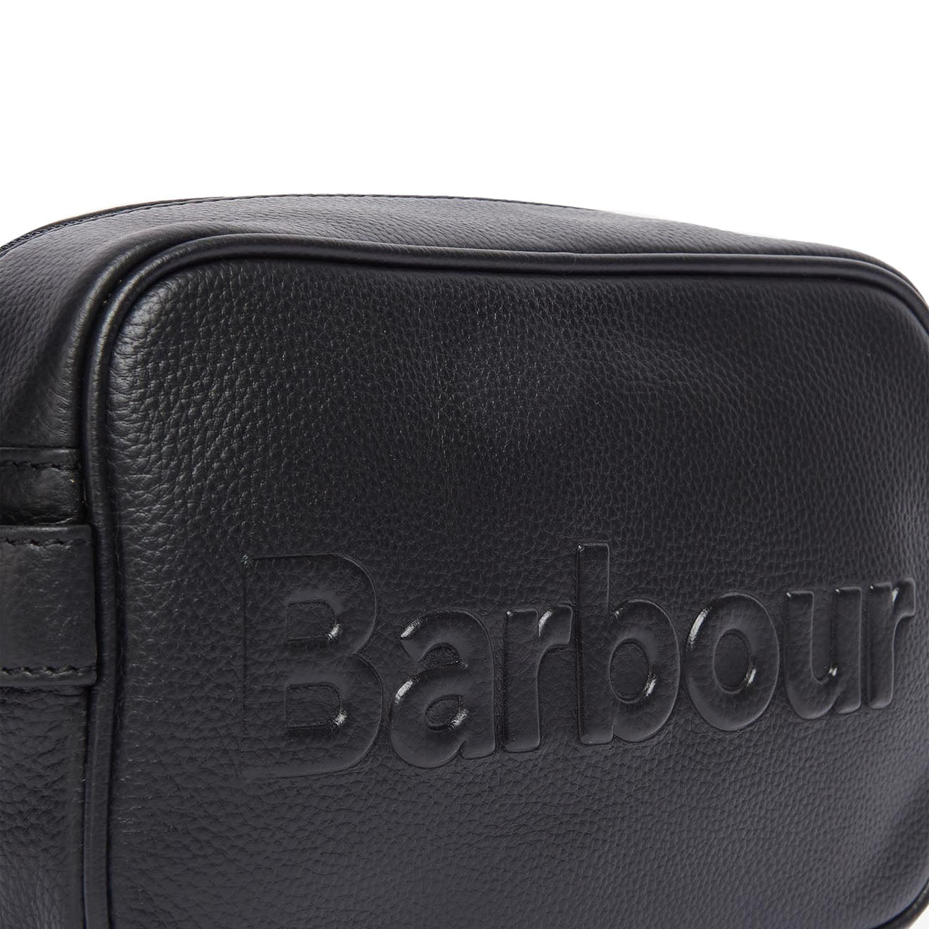 Barbour Debossed Logo Leather Wash Bag Classic Black Barbour