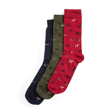 Barbour Dog Sock Gift Set Navy / Red / Green