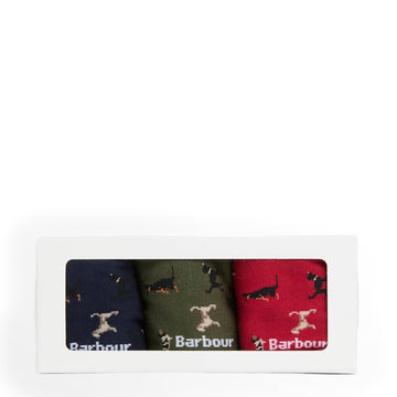 Barbour Dog Sock Gift Set Navy / Red / Green
