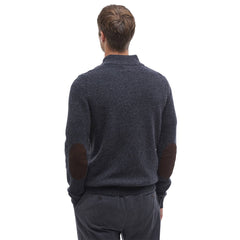 Barbour Essential Elbow Patch Jumper Charcoal - Parasol Store