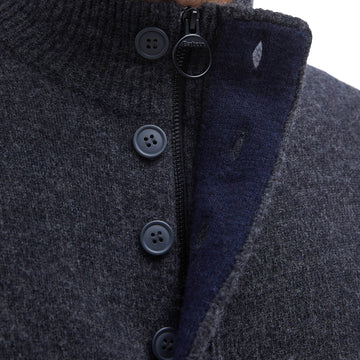 Barbour Essential Elbow Patch Jumper Charcoal