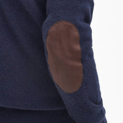 Barbour Essential Elbow Patch Jumper Navy - Parasol Store