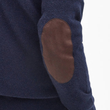 Barbour Essential Elbow Patch Jumper Navy