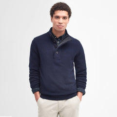 Barbour Essential Elbow Patch Jumper Navy - Parasol Store