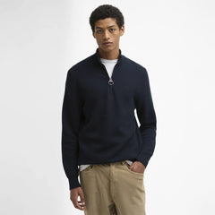 Barbour Essential Honeycomb Quarter-Zip Jumper Navy - Parasol Store