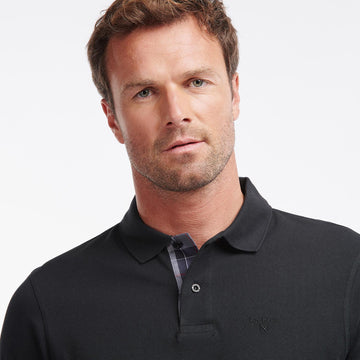 Barbour Essential L/S Polo Shirt Black - Parasol Store