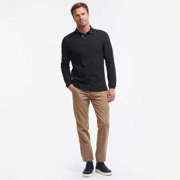 Barbour Essential L/S Polo Shirt Black - Parasol Store