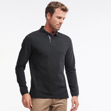 Barbour Essential L/S Polo Shirt Black - Parasol Store