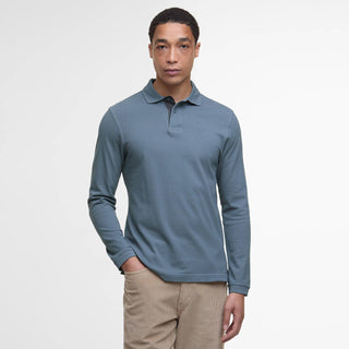 Barbour Essential L/S Polo Shirt Bluestone - Parasol Store