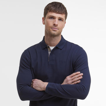 Barbour Essential L/S Polo Shirt Navy - Parasol Store