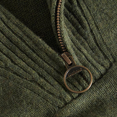 Barbour Essential Lambswool Half Zip Knitted Jumper Mid Olive