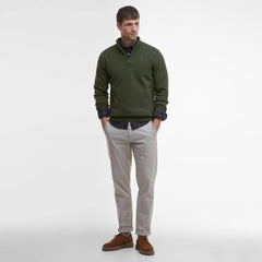 Barbour Essential Lambswool Half Zip Knitted Jumper Mid Olive