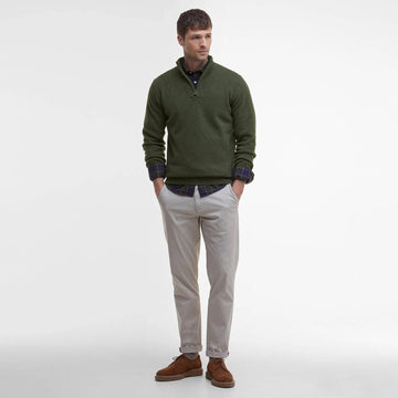 Barbour Essential Lambswool Half Zip Knitted Jumper Mid Olive