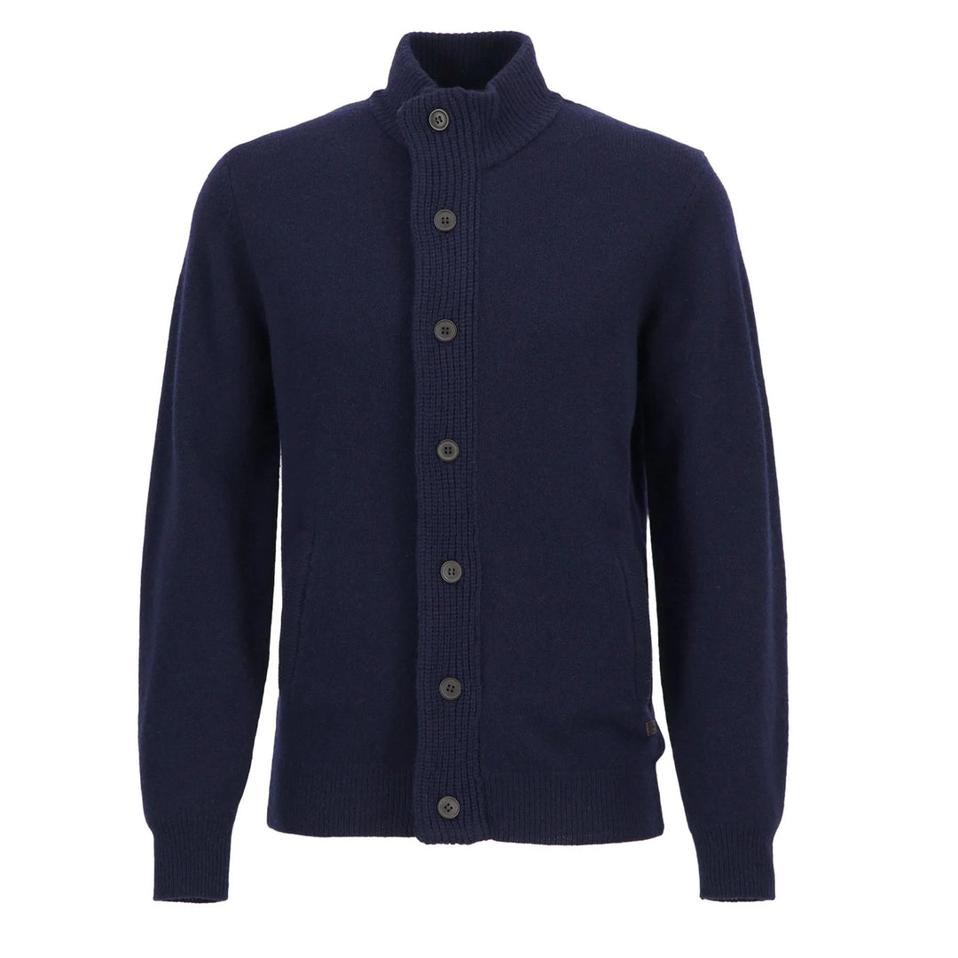 Barbour Essential Patch Zip Through Knitted Jumper Navy - Parasol Store