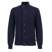 Barbour Essential Patch Zip Through Knitted Jumper Navy - Parasol Store