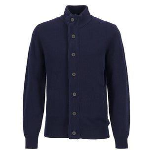 Barbour Essential Patch Zip Through Knitted Jumper Navy - Parasol Store