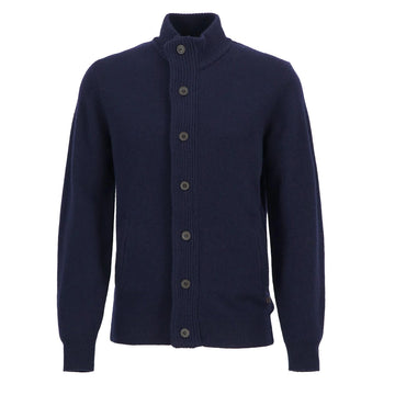 Barbour Essential Patch Zip Through Knitted Jumper Navy - Parasol Store