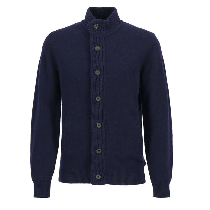 Barbour Essential Patch Zip Through Knitted Jumper Navy - Parasol Store