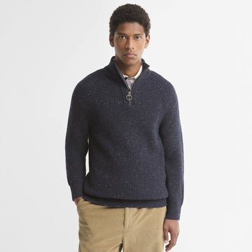 Barbour Essentials Fleck Half Zip Navy