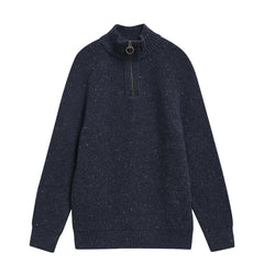 Barbour Essentials Fleck Half Zip Navy