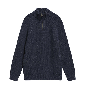 Barbour Essentials Fleck Half Zip Navy
