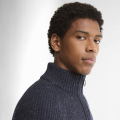 Barbour Essentials Fleck Half Zip Navy