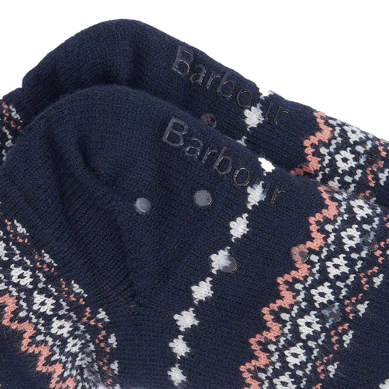Barbour Fair Isle Lounge Socks Pink/Navy - Parasol Store