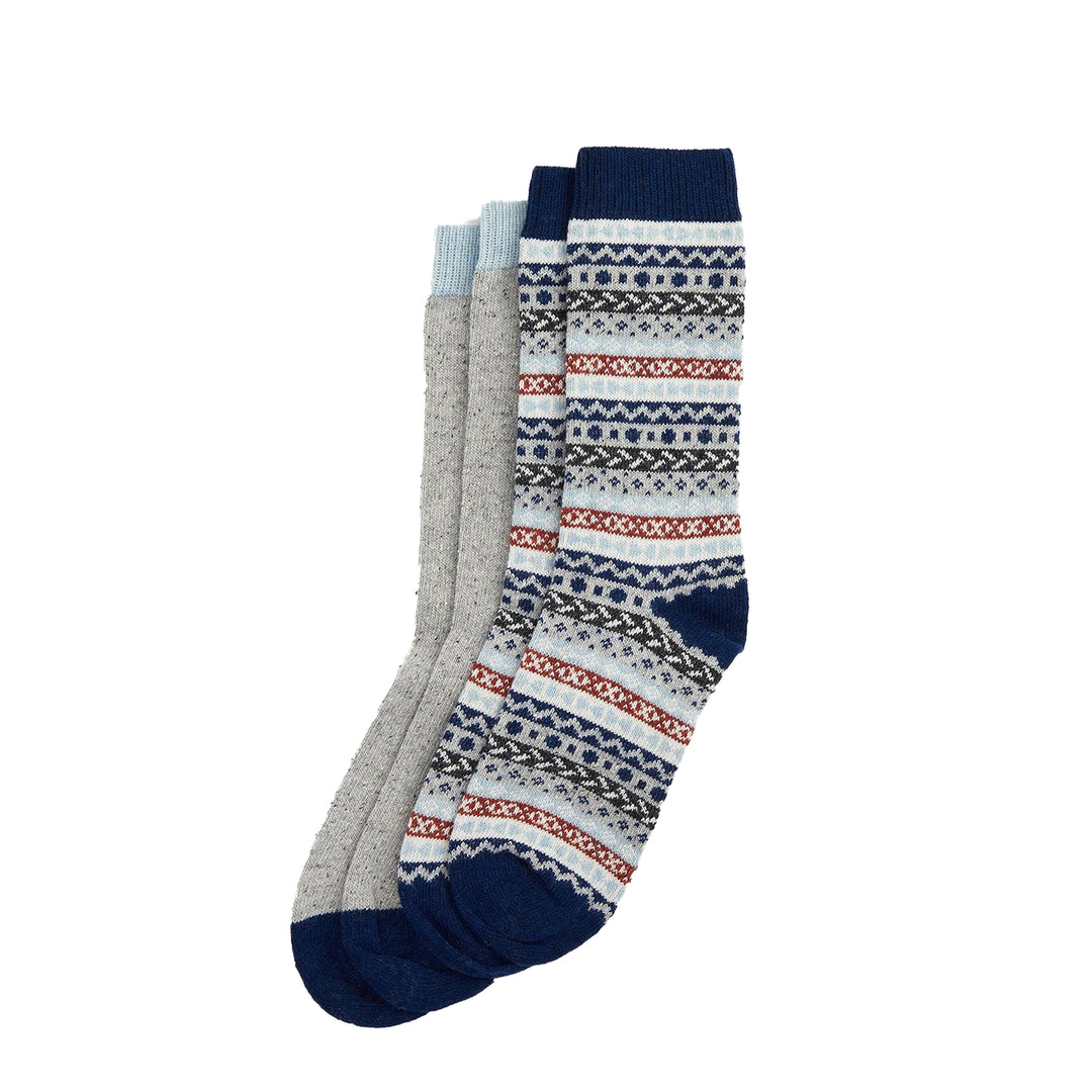 Barbour Fair Isle Sock 2 Pack Blue Granite Mix - Parasol Store