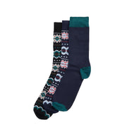 Barbour Fair Isle Sock Gift Box Blue Granite/Green Loch - Parasol Store