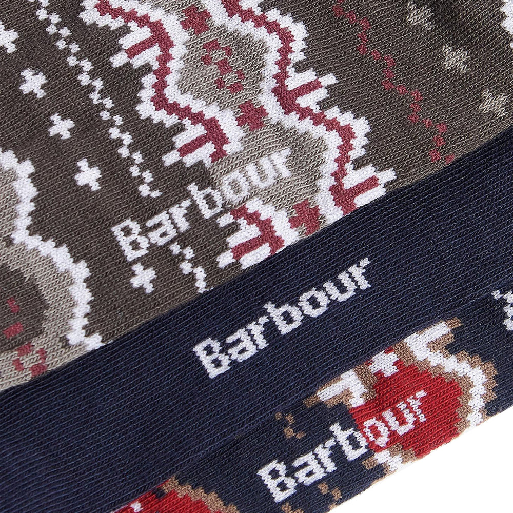Barbour Fairisle Sock Gift Box Cranberry / Classic Black Slate Mix Barbour