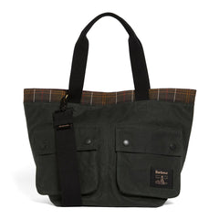 Barbour Field Waxed Carry All Tote Bag Sage / Classic