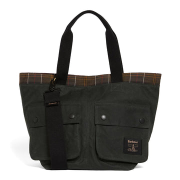 Barbour Field Waxed Carry All Tote Bag Sage / Classic
