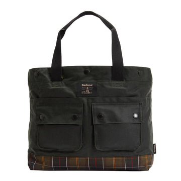 Barbour Field Waxed Tote Bag Sage/Classic