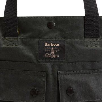 Barbour Field Waxed Tote Bag Sage/Classic
