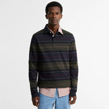 Barbour Frith Tartan Stripe L/S Rugby Shirt Navy
